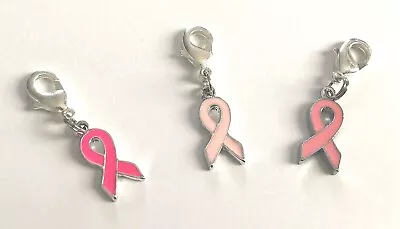  Choice Of Shades Of Pink Breast Cancer Awareness Charm On Clip On Charm Dangle • £2.20