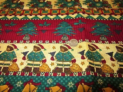 Vintage DEBBIE MUMM Christmas Bears Fabric For SSI 1 Yd X 44  • $16