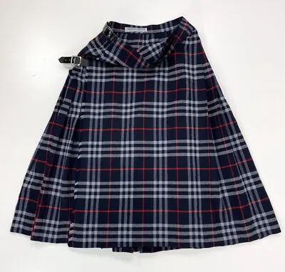 £159.95 • Buy Burberry Skirt Pleated Kilt Wool Classic Navy Check Vintage Womens Size 10