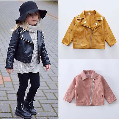 Winter Kids Baby Boys Girls Leather Jacket Short Overcoat Clothes Outwear • £18.18