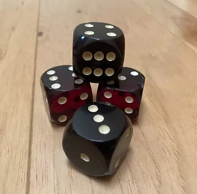 Vintage/Antique Lot Of 4 Art Deco Black Cherry Amber Bakelite Jumbo Dice As-Is • $96