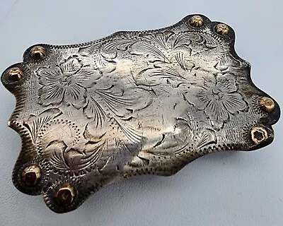 Sterling Silver 925 & 10k Vogt Western Hand Chased Belt Buckle Ag 22271 • $425