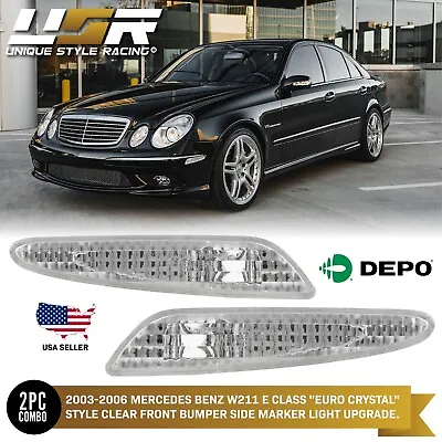 Clear Bumper Side Marker Lights Pair For 2003-2006 Mercedes Benz E-Class W211 • $24.94