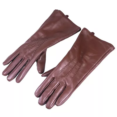 30cm New Men's Real Leather Brown Mid-long Gloves Motocycle Winter Warm Gloves • $32.80