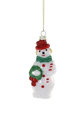 4.5  Cody Foster Blow Mold Snowman Wreath Ornament Retro Vntg Christmas Decor • $12.95