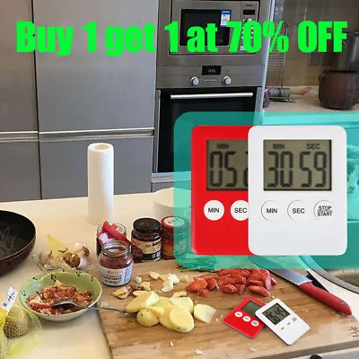 Slim Magnetic LCD Digital Kitchen Timer Count Up Down Cooking Alarm • £3.06