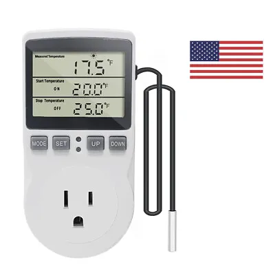 $15.59 • Buy Digital Thermostat Outlet Plug Temperature Controller Socket Heating Cooling