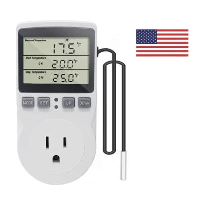 $15.59 • Buy Digital Thermostat Outlet Plug Temperature Controller Socket Heating Cooling