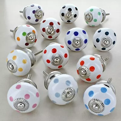 Colour Polka Dots Round Ceramic Door Knobs • £2.55