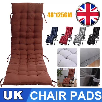 Garden Replacement Sun Lounger Cushion Pad Outdoor Chair Seat Recliner Cotton • £12.49