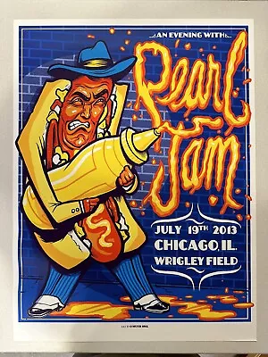 Pearl Jam Chicago Wrigley Field Munk One Hot Dog Mustard Man Poster 2013 • $500