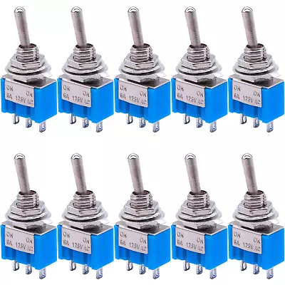 10Pcs 3 Pin SPDT ON-OFF-ON 3 Position Mini Toggle Switches MTS-103 US Free Ship • $9.97