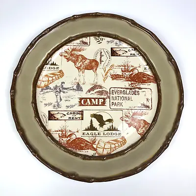 NWT Home Studio Decor Plate 'LAKE CABIN' 15  - Lodge Park Canoe Moose Fishing • $44.97