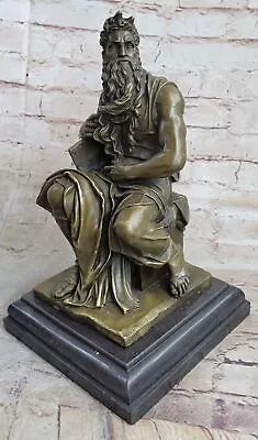 SIGNED Michelangelo Hot Cast LARGE  BRONZE SCULPTURE MOSES FIGURINE HOME ART • $369