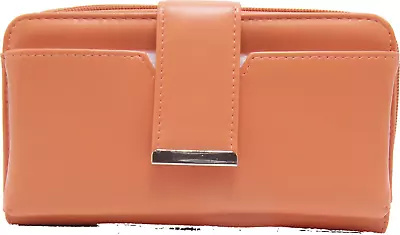 FAT WALLET Mundi Women AIMEE VEGAN Leather Ladies Phone Cards Photo Dark Orange • $21.97