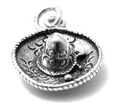 Guaranteed 925 Sterling Silver 3D Mexican Mexico Sombrero Cinco De Mayo Charm • $16.79