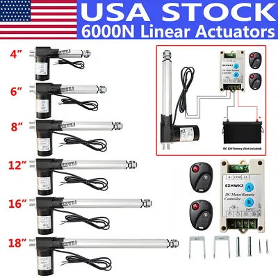 DC12V Linear Actuator 1320lbs Electric Motor 6000N W/ Remote Controller Optional • $19.99