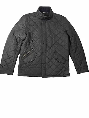 Men’s Barbour Coat Medium Powell Quilted Black Excellent Cond • $120