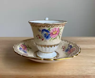 Vintage FOLEY BONE CHINA 3274 Embossed Floral Cup & Saucer Set - England - VGUC • $32.50