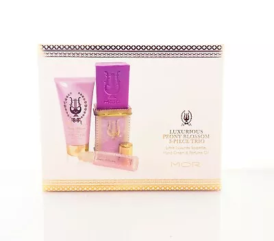 NEW MOR Luxurious Peony Blossom 3-Piece Trio -Soapette Perfume Oil & Hand Cream • $16