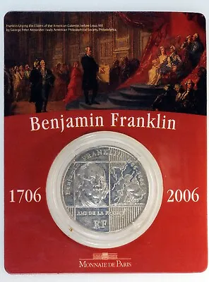 2006 Benjamin Franklin 300 Anniversary 1/4 Euro Silver BU Coin Monnaie De Paris • $33