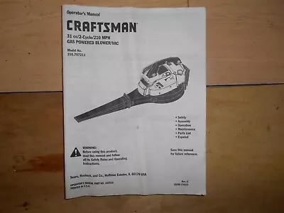 Craftsman Gas Powered Leaf Blower Instruction Manual For Model 316.797211 • $7.95