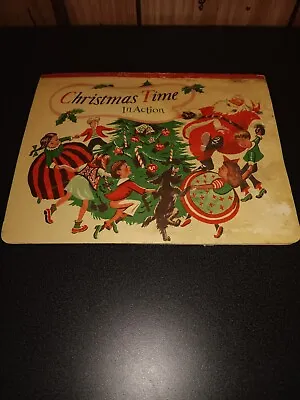 Vintage 1949 Christmas Time In Action Fold-Out Pop-Up Childrens Book • $15