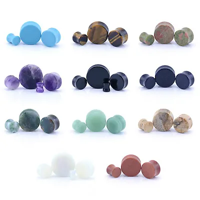 STONE Ear Plug Semi Precious Stretcher Tunnel Saddle Earlet Taper • £1.99