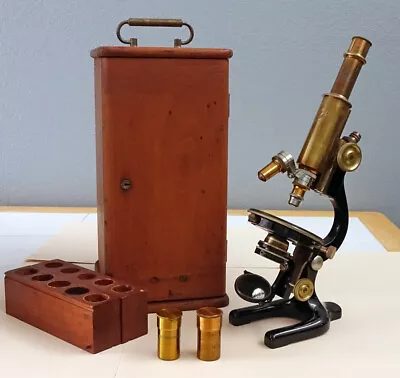 F. Koristka Milano Medium Sized Antique Brass Monocular Microscope W/case C1920 • $479