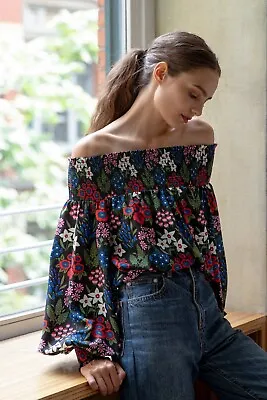 Amur Viviana Off Shoulder Back Vintage Floral Top Size S $328 • $89.99