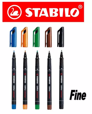 STABILO OHP Pen Permanent FINE Assorted Colours Set Of 5 • £8.76