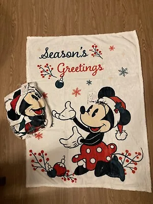 Christmas Disney Minnie And Mickey Mouse Soft Fleece Blankets 75x100cm • £15