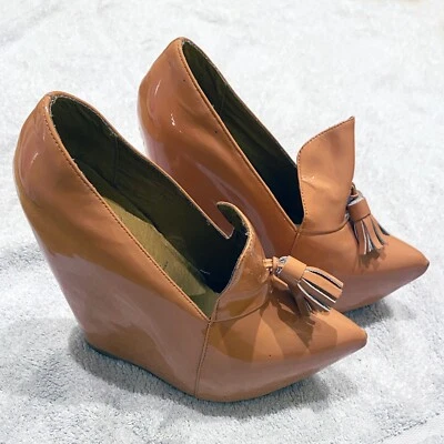 £10 • Buy Jeffrey Campbell Zealous Platform Shoes. Nude Patent Leather, Tasselled. New