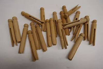 Vintage Lot Of 22 Old Style Solid Wood Cloths Pins Clothspins  3 .75 Inches   • $15.95