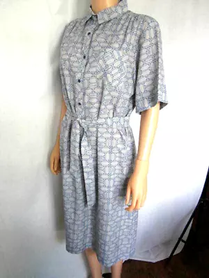 Vintage Lanvin Womens Dress Size 10 Vintage 16 Gray & Blue • $115