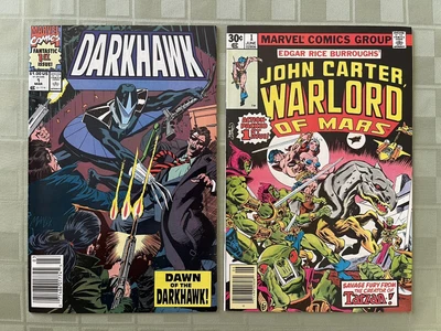 $14.99 • Buy John Carter Warlord Of Mars 1 & Darkhawk 1 2 Book Lot Marvel Comics Bronze Age!