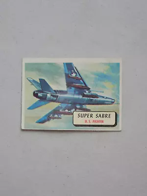 1957 Topps Airplane Trading Card #27_F-100_Super Sabre_US Fighter_Red Back • $9.99