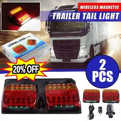 2X Wireless Led Rear Tail Lights Battery Operated USB Magnetic-Tow TowingTrailer • $47.07