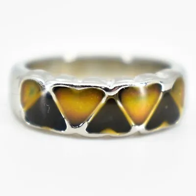 Heart Shape Multi-Color Changing Contrasting Silver Painted Mood Ring • $5.99