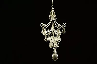 Glitter CLEAR/SILVER Shimmer Crystal Chandelier Christmas Hanging Ornament Decor • $13.50