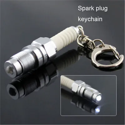$5.38 • Buy Fashion White LED Car Keyring Spark Plug Key Chain Keychain Parts Accessories