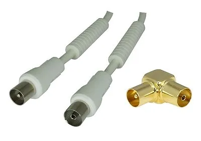 25 M- Aerial Cable With Ferrite Core HDTV + Aerials Angle Adapter (M/F) • $12.51