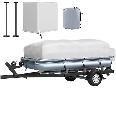 VEVOR 600D Pontoon Boat Cover Waterproof Heavy Duty Fit 21ft To 24ft Long Beam • $46.99