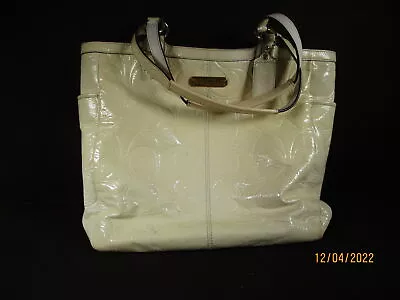 Coach Gallery Patent Leather Cream Embossed Tote Handbag • $29.98