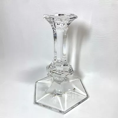 Vintage Signed Val St. Lambert Belgium Crystal ELYSEE  7  Tapered Candlestick • $28.60