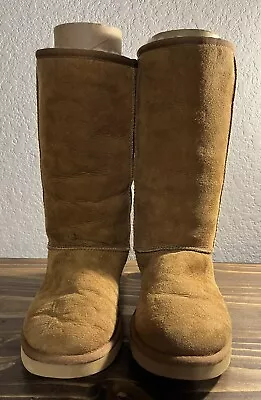 UGG Australia Women Sz7 Chestnut Classic Tall 5815 Suede SHEEPSKIN Winter Boots • $22.99