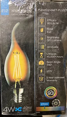 6 Hyperikon E12 LED Chandelier Bulbs Flame Tip Filament Bulb 4W 320 Lumens • $19