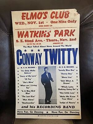 $2500 • Buy Original 1961 Conway Twitty Concert Boxing Style Poster