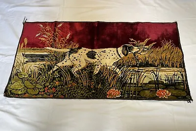 Vintage Bird Dog Wall Tapestry 19.5”x 38” Duck Hunting Velvet Red Green Gold • $35