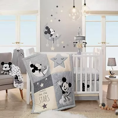Lambs & Ivy Mickey Mouse 4Piece Crib Bedding Set Gray • $129.99